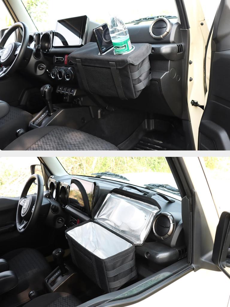 Passenger Seat Storage Box for the New Suzuki Jimny Jimny Sierra and Jimny Nomad Includes Drink Cup and Tray JB64, JB74, JC74, Holder, Holder, (Black)