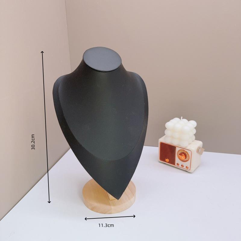 Solid Wood Necklace & Jewelry Display Stand with Portrait Model for Accessories, Rings, and Bracelets