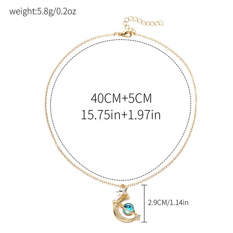 Planet Pendant Jewelry Fashion Diamond Collarbone Chain Women's Niche Star Moon Alloy Necklace
