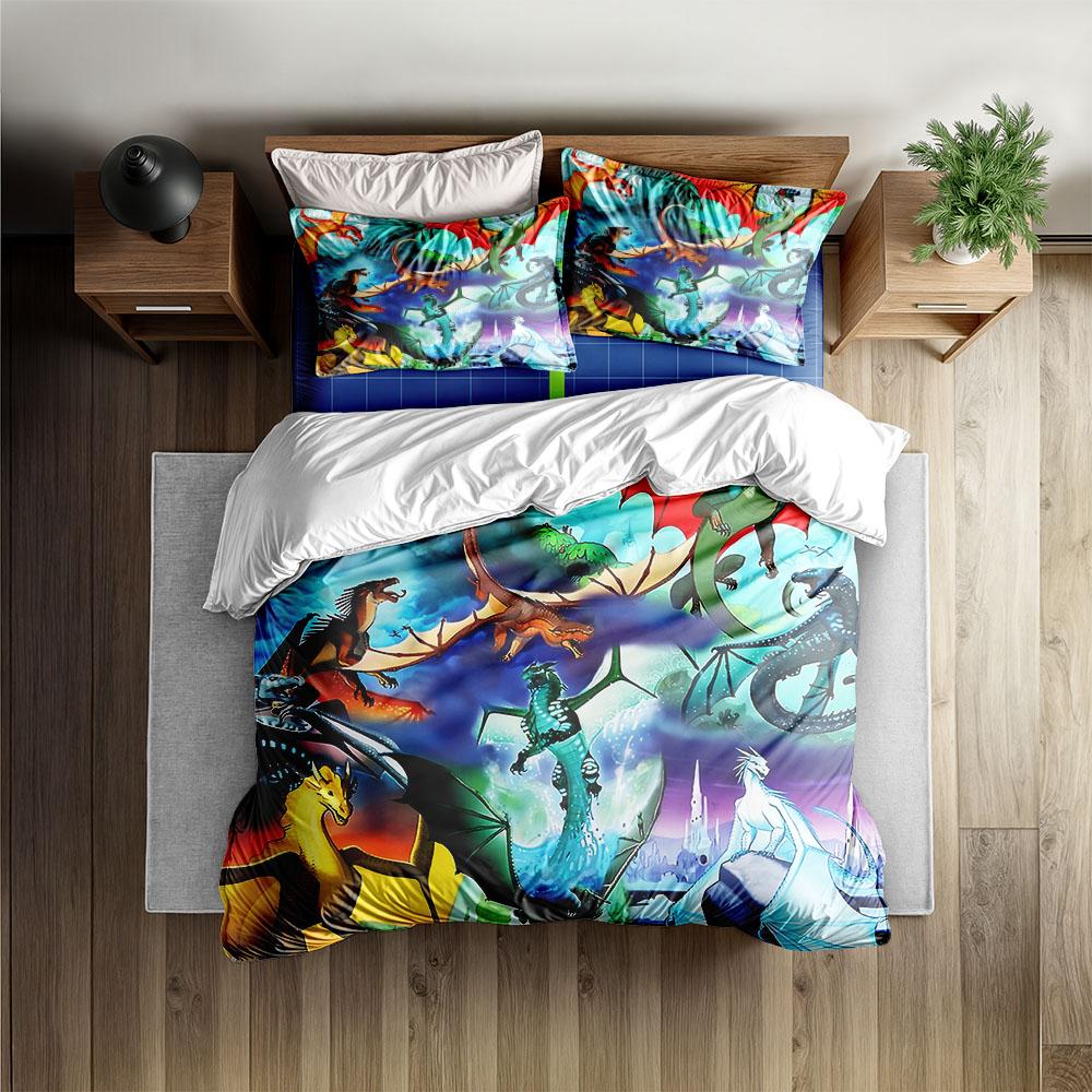 

Одеяло и наволочки «Огонь радужных драконов» без простыни, размер кинг, квин, дабл, фулл, твин, одинарный, комплект постельного белья 135x200cm