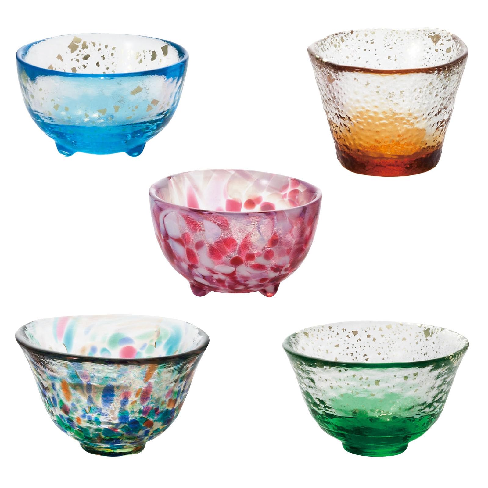 ADERIA Tsugaru Vidro Five-Piece Mini Glass, Made in Japan, Gift Box Included, FS49573. Sake cup, sake glass, Japanese sake, glass, cold sake, sake cup
