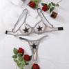 Lingeries Sexy Hot Rhinestone Tassel Bra And Thongs Women 2-Pieces Set Bold Star-Embellished Mesh Erotic Underwear Sex Intimates