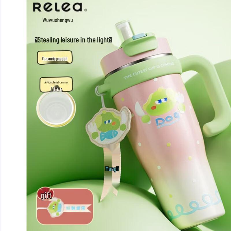 RELEA Mighty Water Guardian 1300ml Ceramic Lined Insulated Mug with Handle