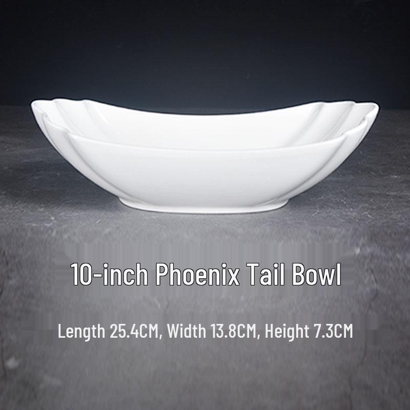 Irregular Shaped Ceramic Peacock Tail Bowl - Creative White Tableware for Salads and Dishes
