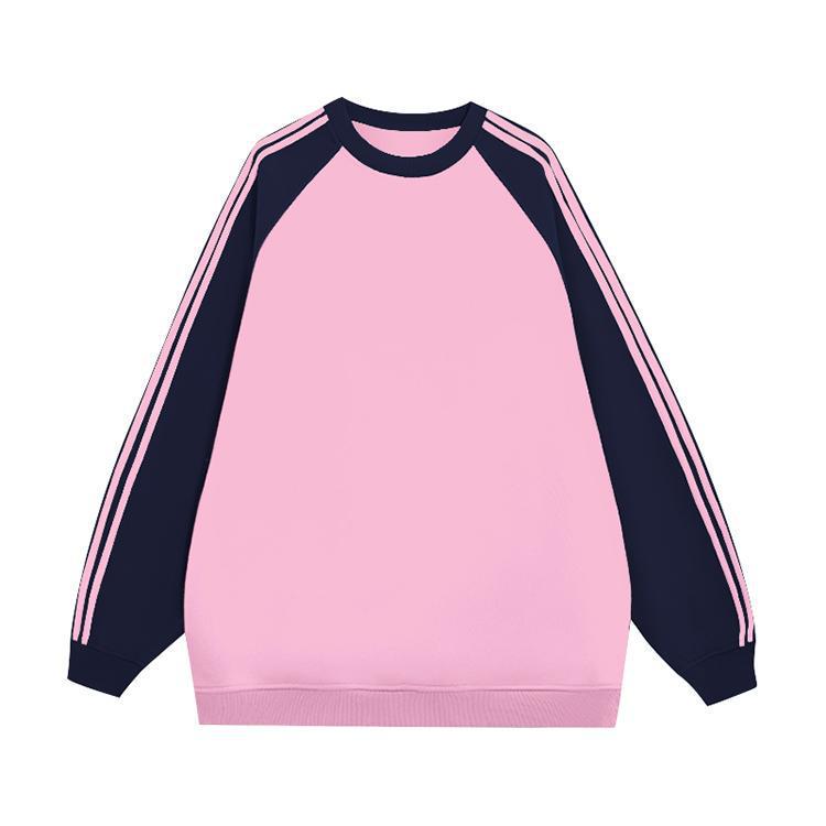 Sweat-shirt pour femme color-block doublé polaire: Manche longue raglan ample, col rond, parfait pour l'automne et l'hiver.