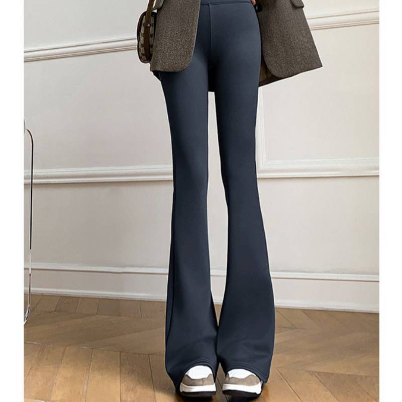 High Waist Flare Pants For Women With Polyester And Elastane For Casual Wear