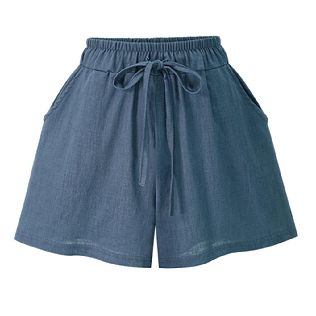 Women's Summer Elastic Waist Loose High Waist Wide Leg Thin Casual Shorts