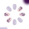 24Pcs Glossy False Nail Purple French Design Short Artificial Nail Winter Party Wear Classical French Design Long Wear
