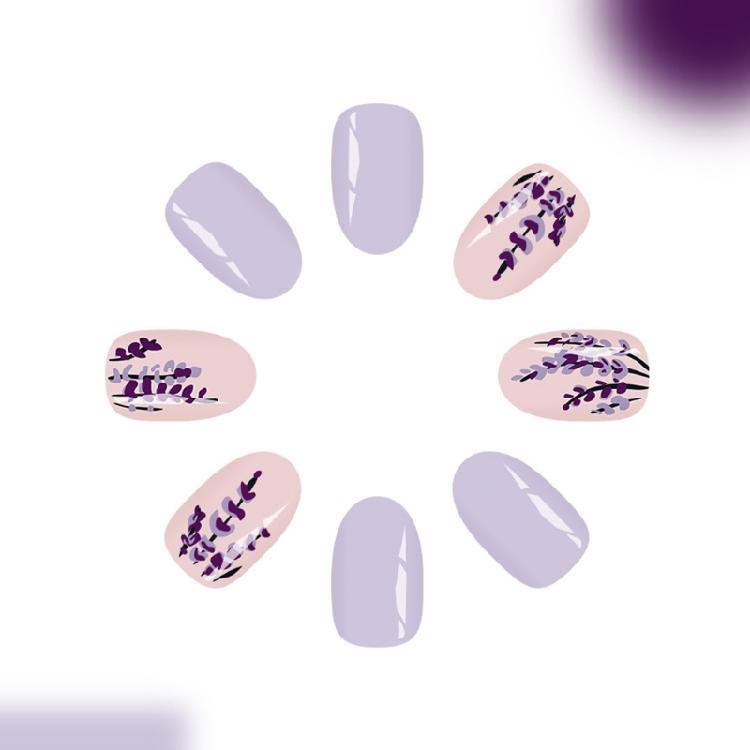 24Pcs Glossy False Nail Purple French Design Short Artificial Nail Winter Party Wear Classical French Design Long Wear