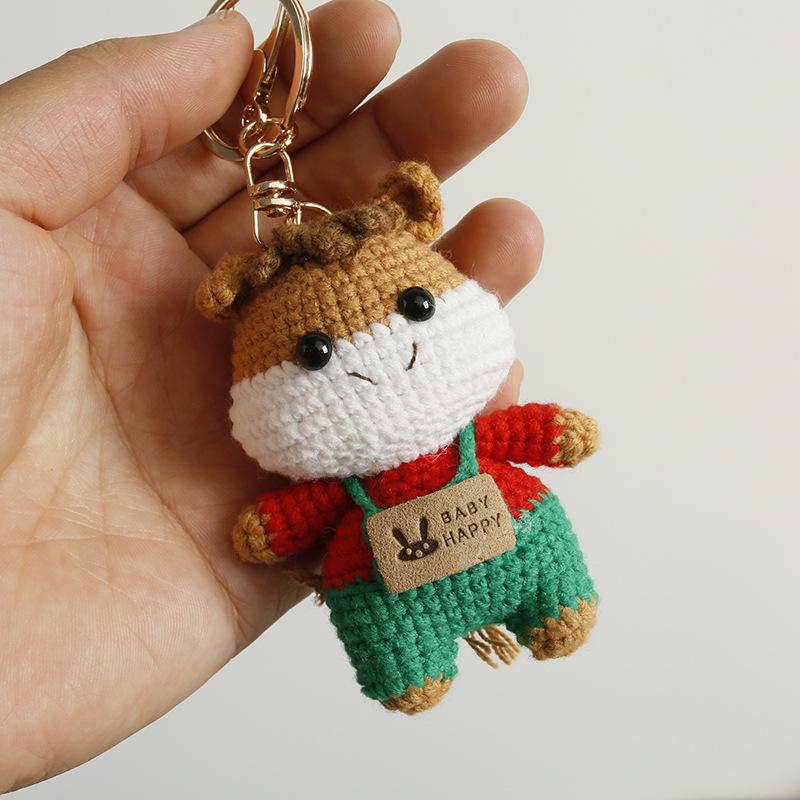 Crochet Animal Key Ring Cute Handwoven Pendant Creative Mini Knitted Animal Keychain Friends Gift