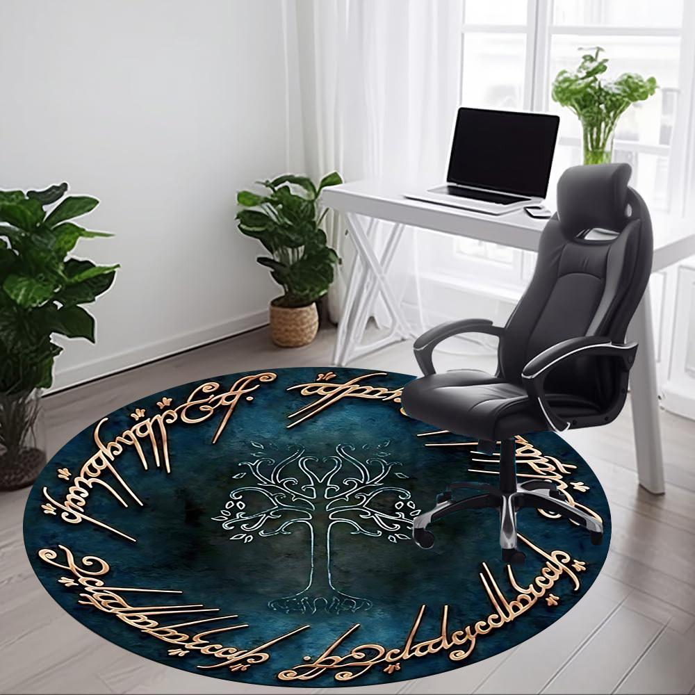 1pc Lord of the Rings Office Round Area Rug, Indoor Mat Suitable For Office, Under Office Chairs Bedroom Living Room Home Decor, Room Deco
