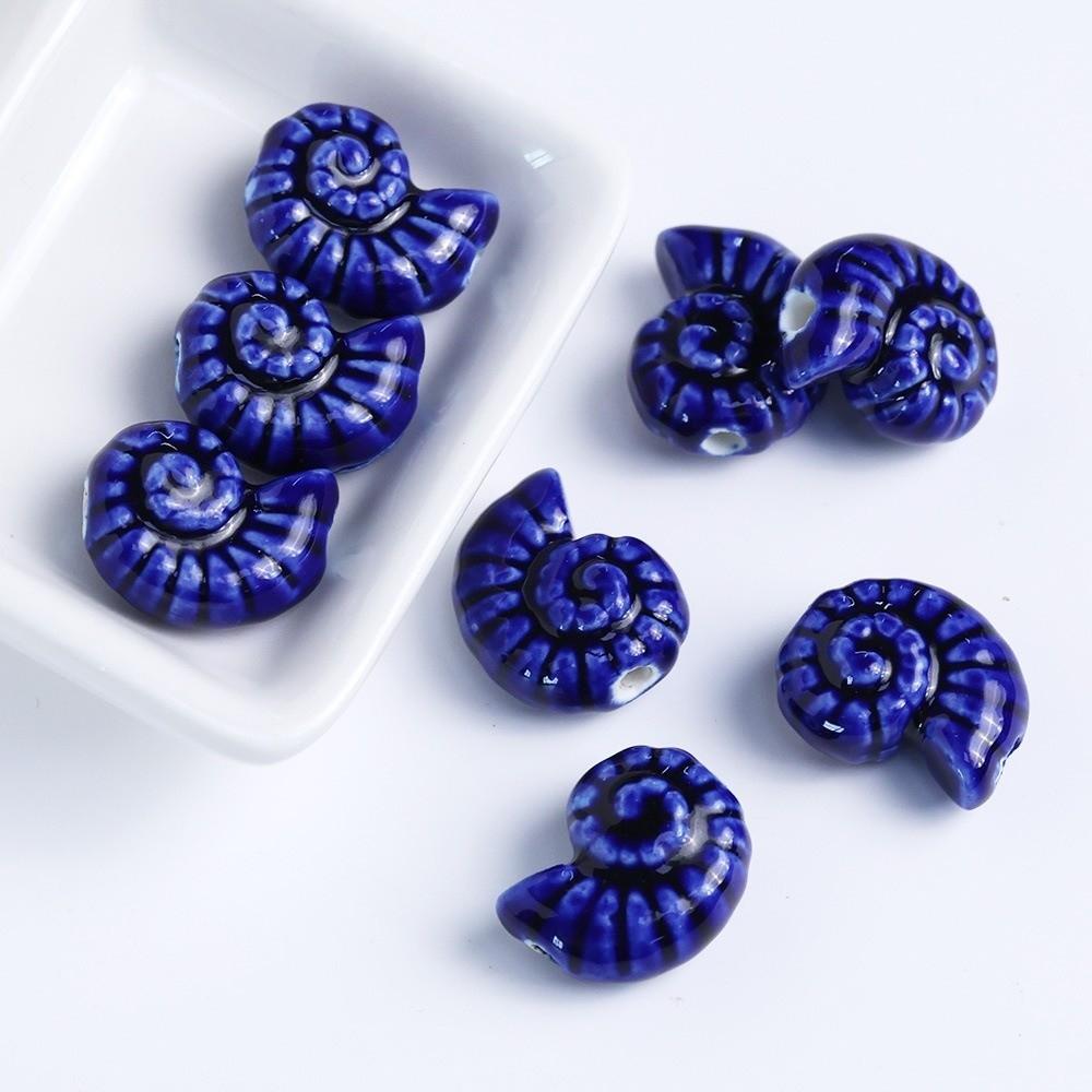 Embossed Conch Spacer Porcelain Beads Glazed DIY Jewelry Making Snail Ceramic Beads Earrings