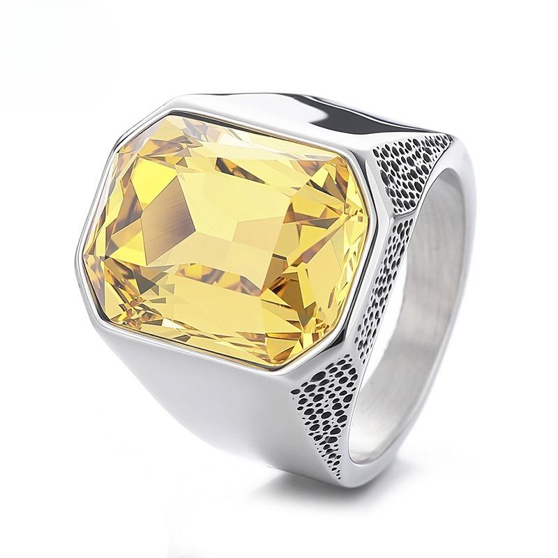 2026 Men s Jewelry, Personalized Fashion Square Simple Gemstone Trendy Men s Ring No. 7