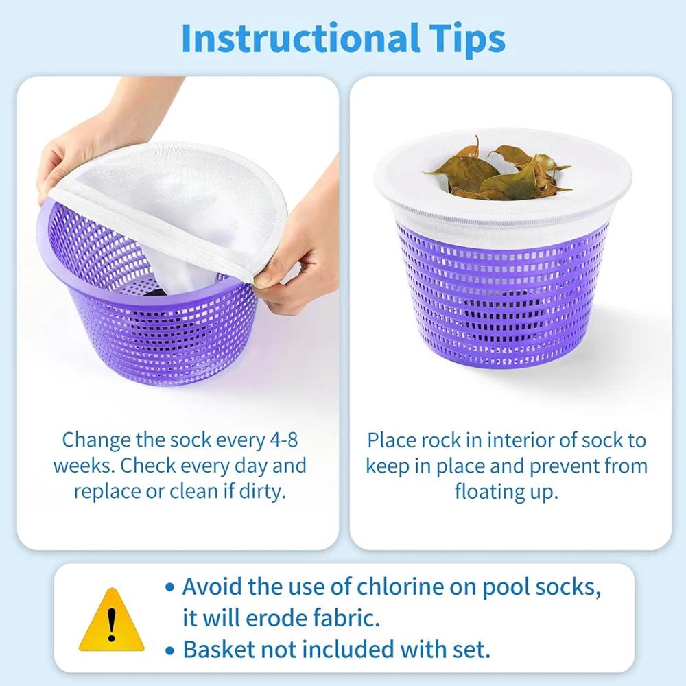 Pool Skimmer Socks, 5/10pcs Nylon Mesh Filter Socks for Skimmer Baskets, Swimming & Ground Pool Cleaning Accessories, Household