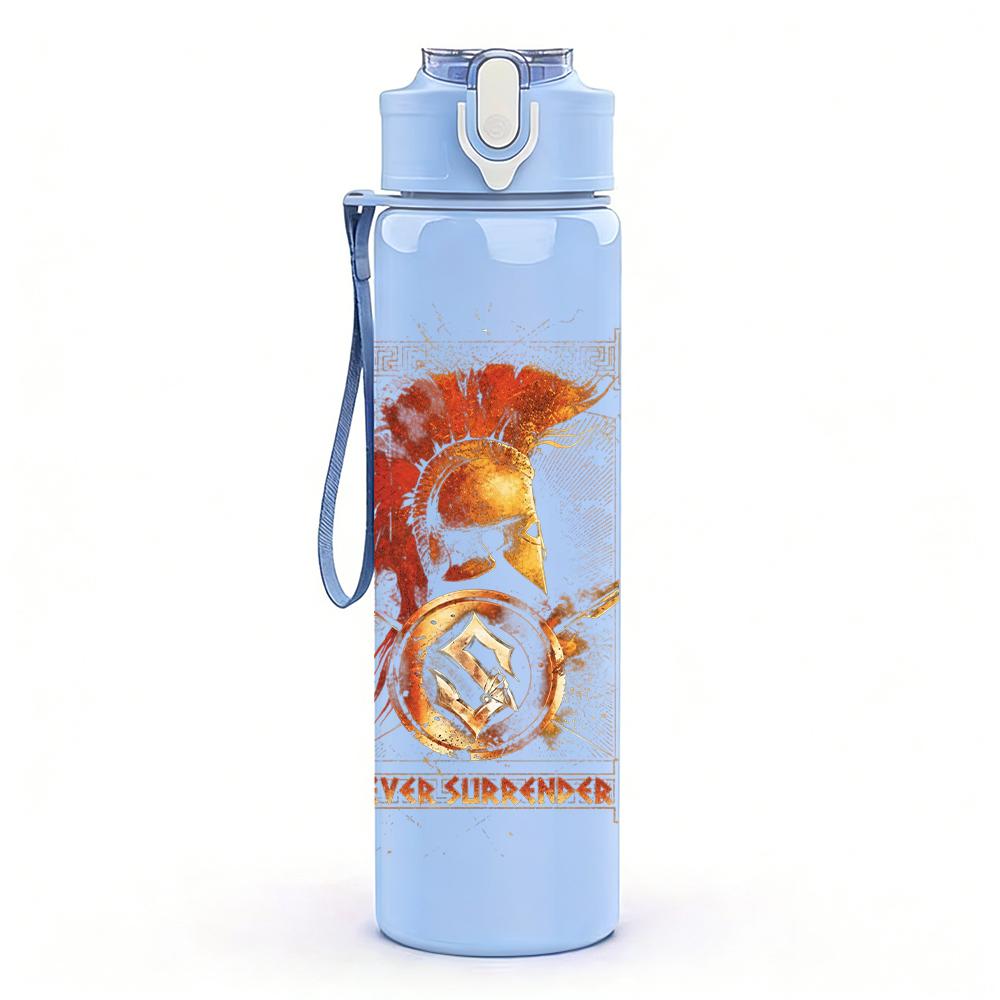 1PC Orange Female Vintage Portrait Print 750ml Colorful Plastic Sports Water Bottle Leakproof Pop Up Lid with Straw for Outdoor Work Home Use