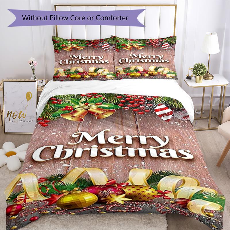 Christmas Bedding Set Breathable Duvet Cover with Pillowcases Decorative Bed Linen for Bedroom Home Decoration Birthday Gift