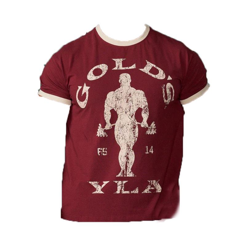 

Retro Gold x YLA Unisex American Style Slim Fit Cotton T-Shirt - Plus Size, Short Sleeve, Summer, Shows Muscles Medium вина червоного кольору
