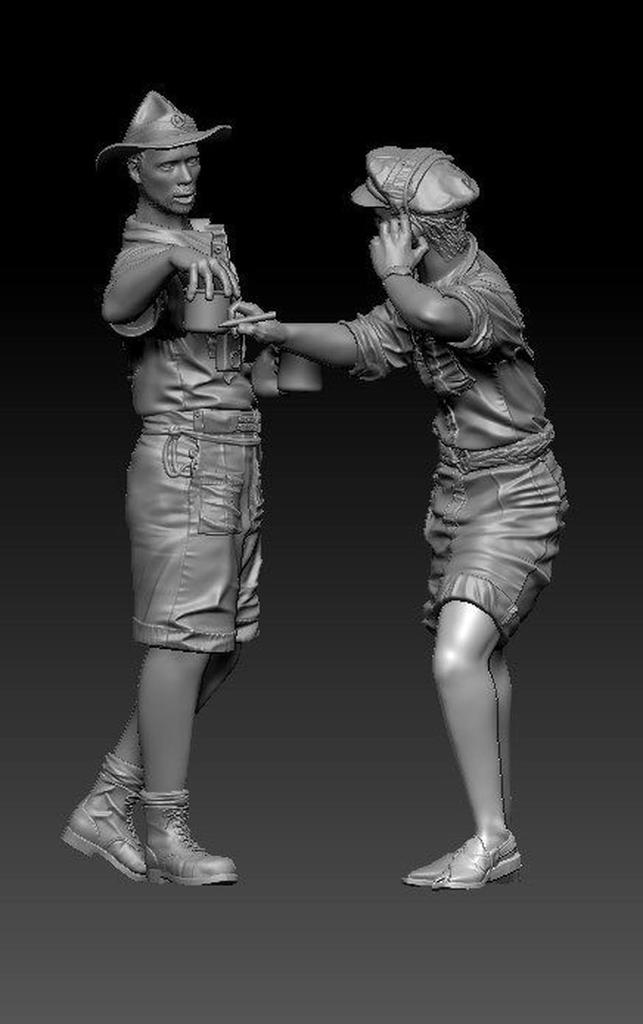 Thunder Model 1/35 British Long Range Desert Group (LRDG) Figure Set Vol. 3, Resting Scene (2 Figures) Plastic Model Kit TBF3504