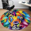 1pc Colorful Lion Face Carpet, Round Non Slip Durable Large Size Office Carpet, Suitable for Office