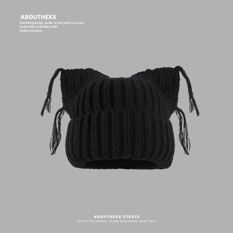 

Tassel Hat Women s Woolen Hat Thickened Warm Cold Hat Fashion Versatile Autumn and Winter Knitted Hat M（56-58cm）