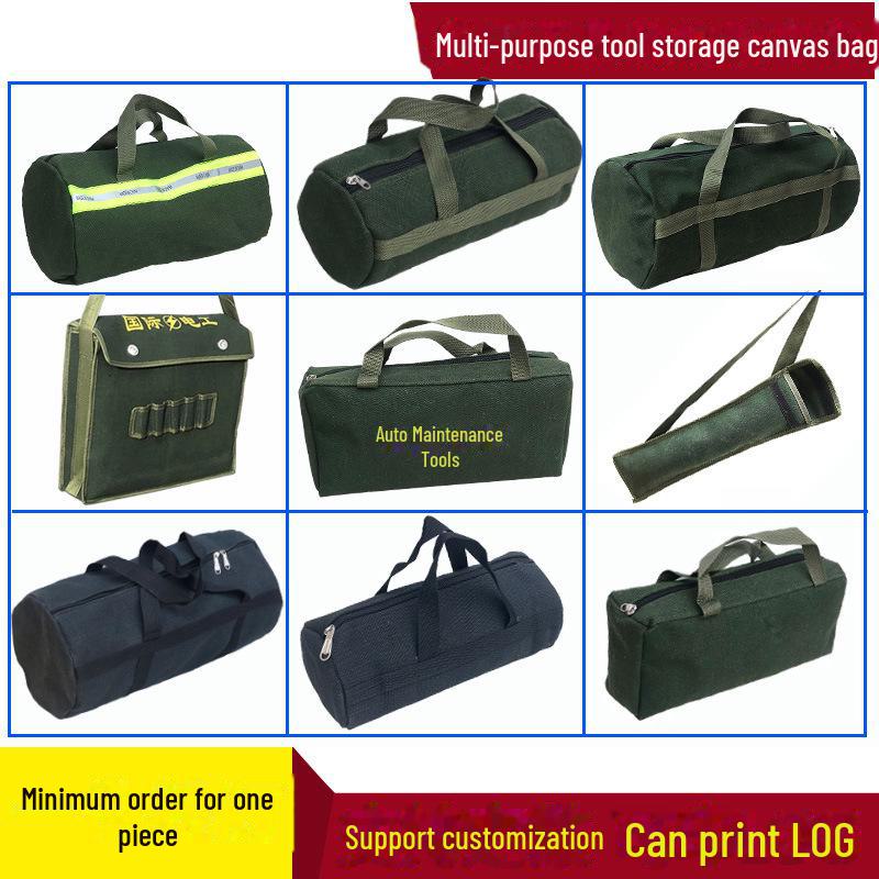Large Capacity Wear-Resistant Canvas Tool Bag for Electricians and Woodworkers with Multi-Function Storage