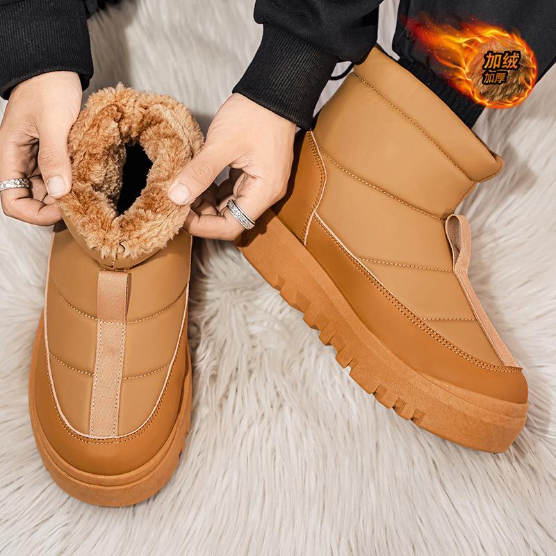 Snow boots winter piled thickened warm cotton shoes outdoor cold-proof thick-soled black high-top cotton boots