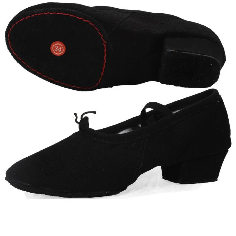 Low-heeled Canvas Teacher Practice Soft Ballroom Dance Shoes Salsa Tango Ballet Dance Shoes Children Girls Women
