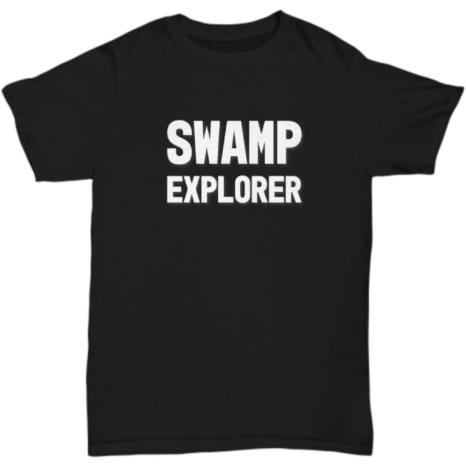 Swamp Shirt Gator Hunter T Shirt Funny Gift for Rougarou Explorer Alligator Hunting Louisiana Swamp Monsters Unisex Tee S чёрный