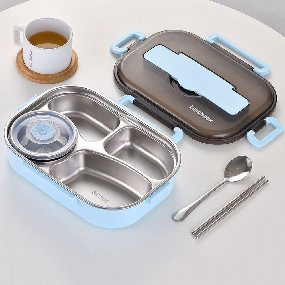 Leak-Proof Insulated Lunch Box Large Capacity Four Compartment Box Sealed Food Container  Kids Use