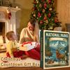 Christmas Ornament Countdown Cute Acrylic Calendars with 2D Flat Figures Toys 24 Day Festive Decor with National Parks Themes