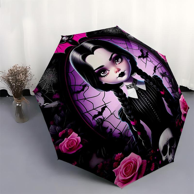 Dark Girl Automatic Opening and Closing, 8 rib Structure Portable Umbrella, Suitable for Men and Women in All Seasons Perfect Gift for Holi