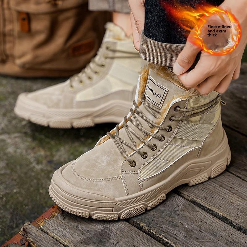 Winter New Popular Warm Men's High Top Boots Fashionable and Versatile Anti Slip Outdoor Travel Shoes