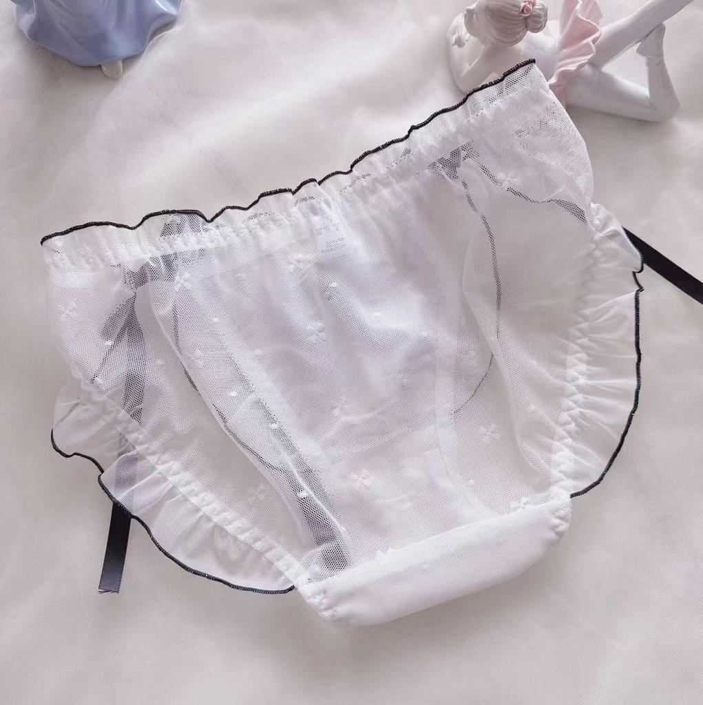 EasyTalk Sexy Ribbon and Bow Lace Super Plus Sizes and Gentle on the Skin Women's Panties, Cute, Sheer, Seductive, Girly, Non-Constricting, Available,