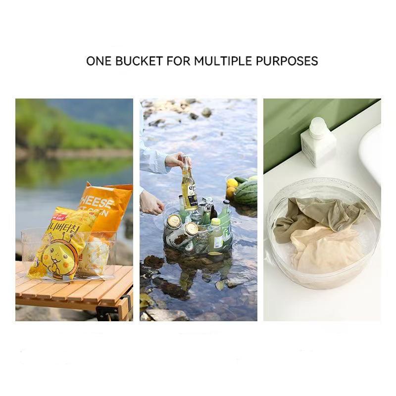 2Pcs Portable Foldable Water Bucket Bag PVC Water Basin with Handle For Fishing Outdoor Camping Vegetable Fruit Washing Bucket