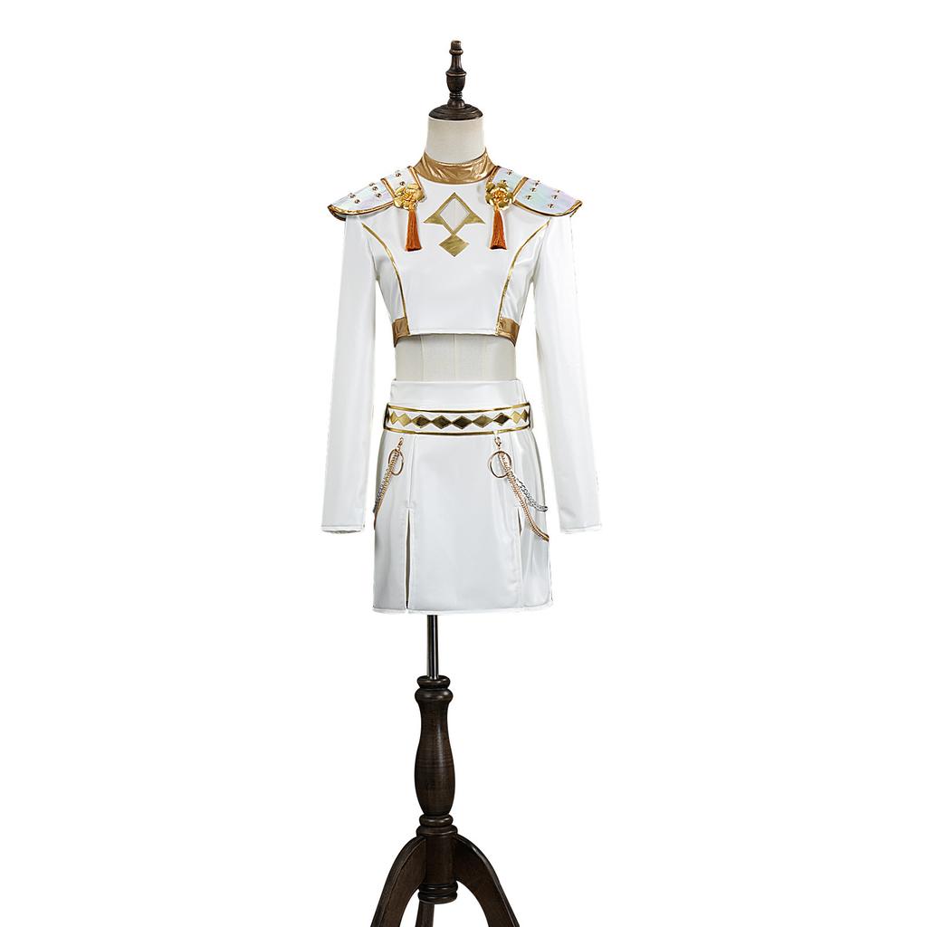 KPop Demon Hunters Kids Rumi Zoey Mira Cosplay Glitter Costume White Uniform Set Huntrix Outfit for Girls  Halloween Role Play