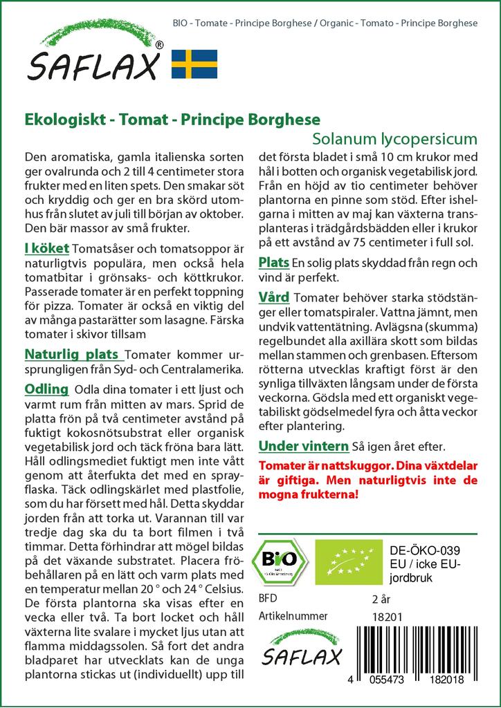 SAFLAX Garden in the Bag - Organic - Roșii - Principe Borghese - 10 semințe - Cu substrat într-o pungă potrivită - Solanum lycopersicum