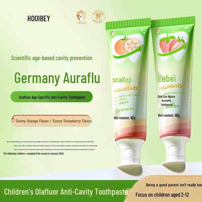 Hebei Kids Fruit-Flavored Toothpaste with Olaflur for Gum Protection & Stain Removal, Non-Spicy