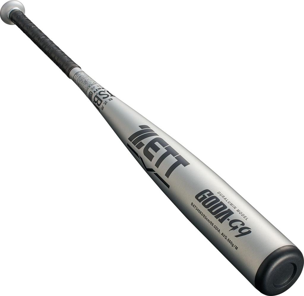 ZETT Gouda G9 Metall Baseballschläger 660g Durchschnitt Silber BAT34683 (Super-Duraluminium), 83 cm, Gewicht, (1300),