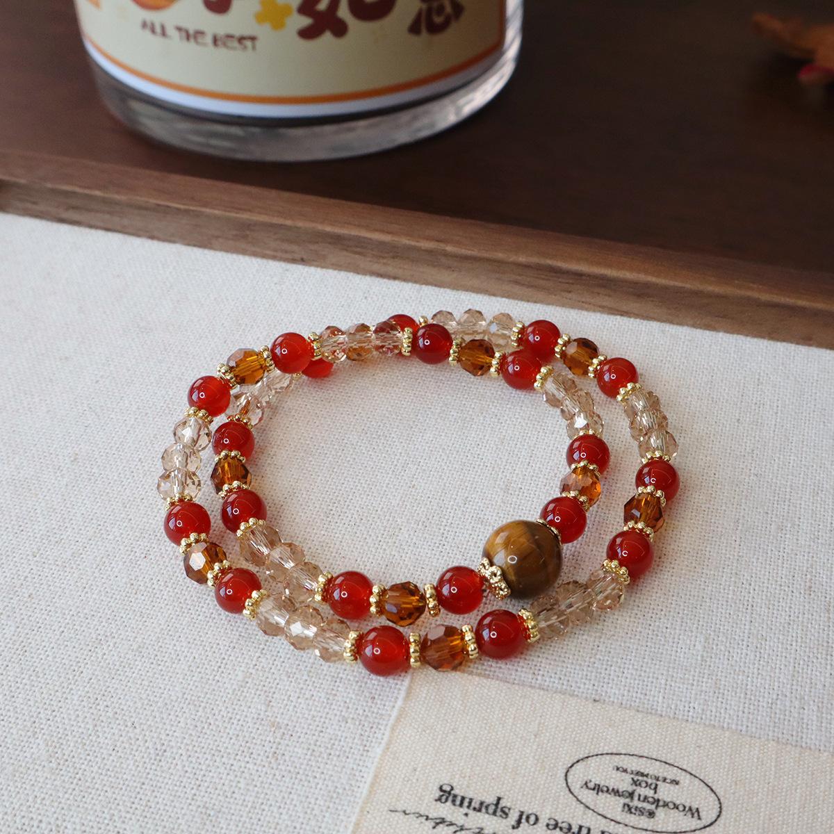 

Natural Tiger s Eye Stone Bracelet Crystal Braceletfashion women daily jewelry gift