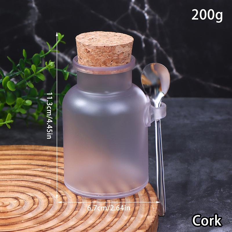 Multipurpose Bath Salt Bottle Frosted ABS Empty Bath Salts Jars With Soft Cork Stainless Steel Spoon