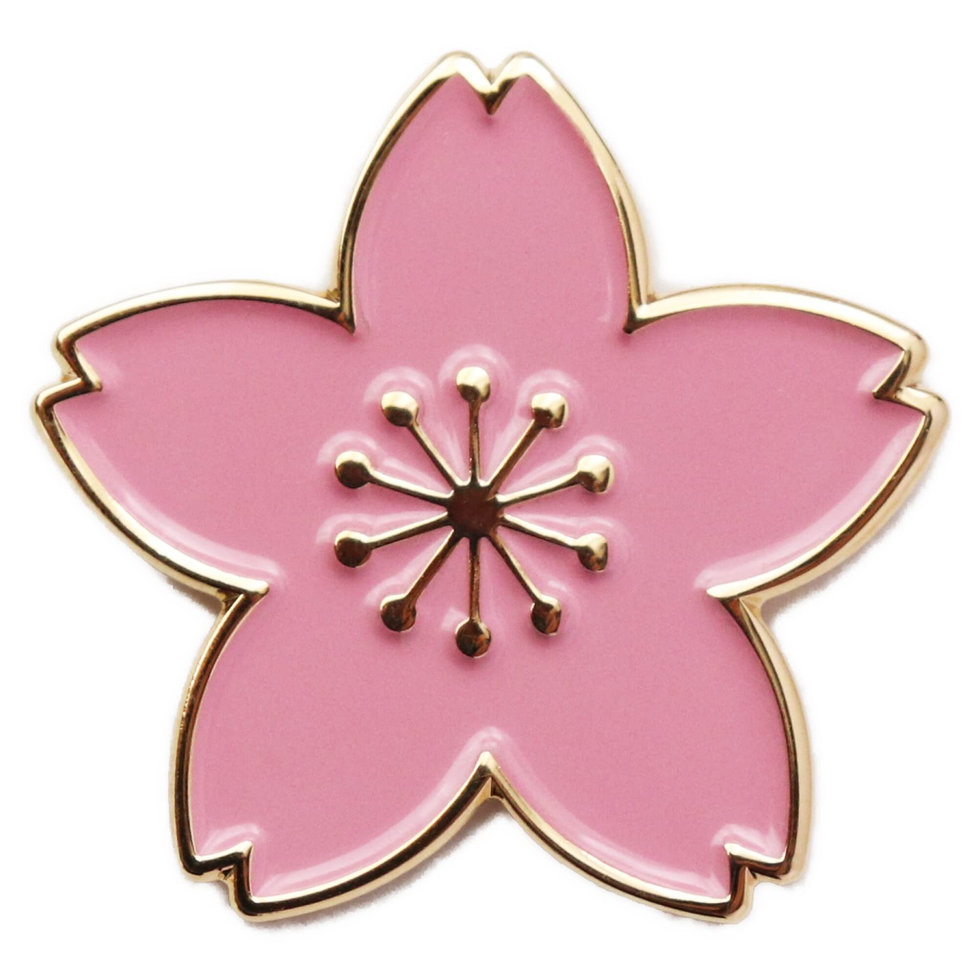 Cherry Blossom Pin Badge, Cherry Blossom Petal Design, Size: 2.6cm Diameter, Gold Plated