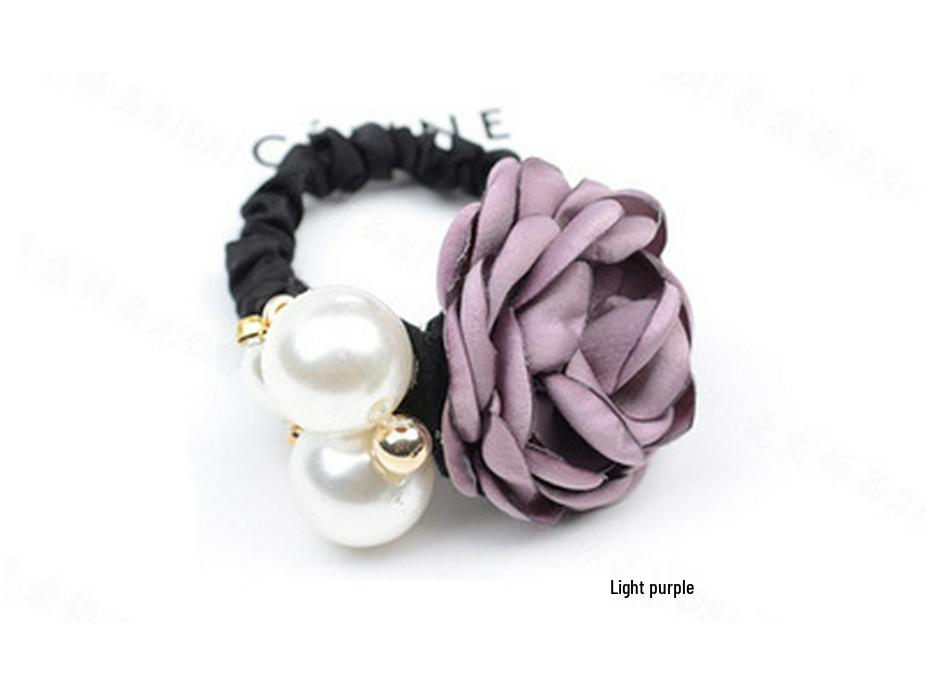 

F141 Корейская Мода Роза и Жемчуг Резинка для Волос со Стразами