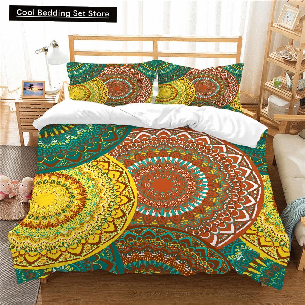 Bohemian Floral King Queen Duvet Cover Boho Mandala Cashew Flowers Bedding Set Exotic Tribe Style 2/3pcs Polyester Quilt Cover