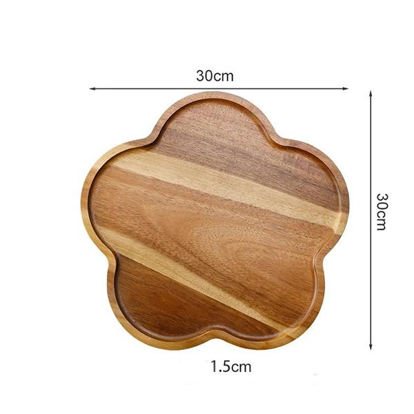Dishes Plates Customized Wood Service Tray Plate Wooden Coffee Snack Fruit Tea Cake Plate for Home Display Tray