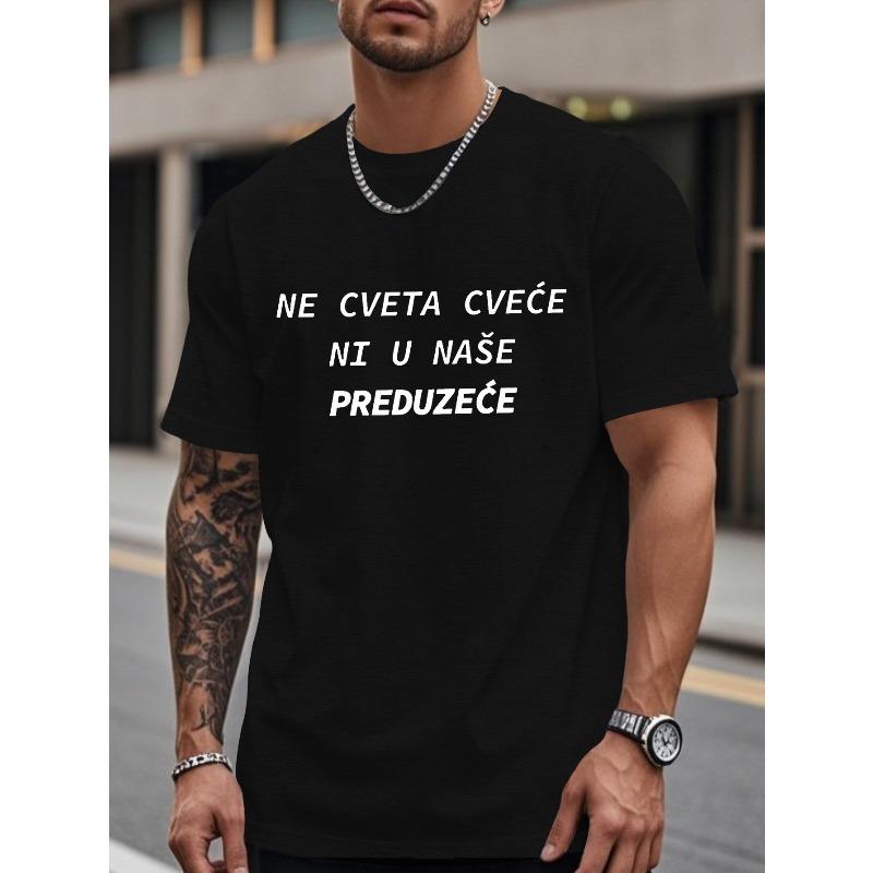 

European Size Casual Croatian Men S Short Sleeve Summer Tee 4XL чорний