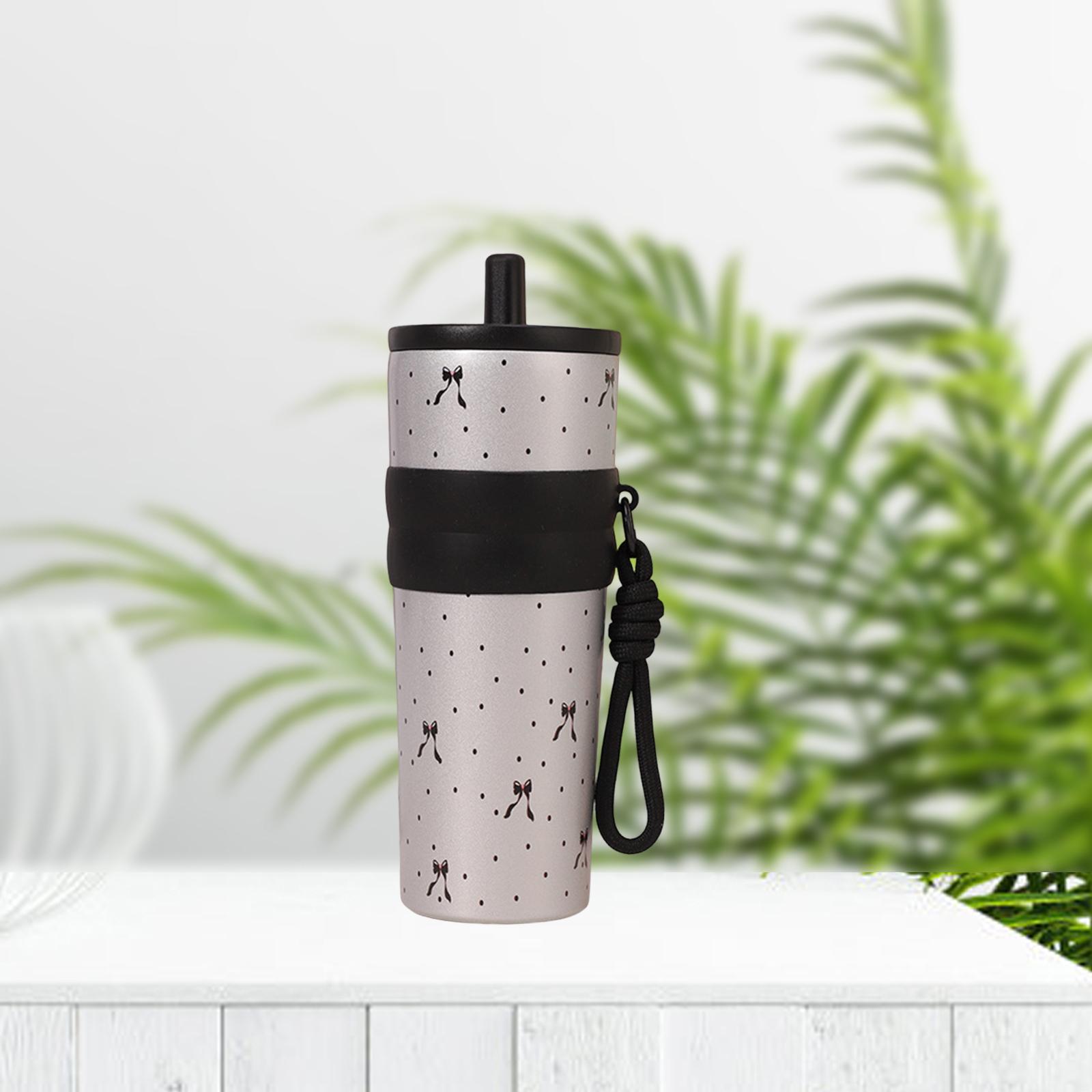

Insulated Bottle with Carry Rope Non Slip Bottom Portable Stainless Steel Drinking Cup for Trip Outdoor Travel Camping Hiking