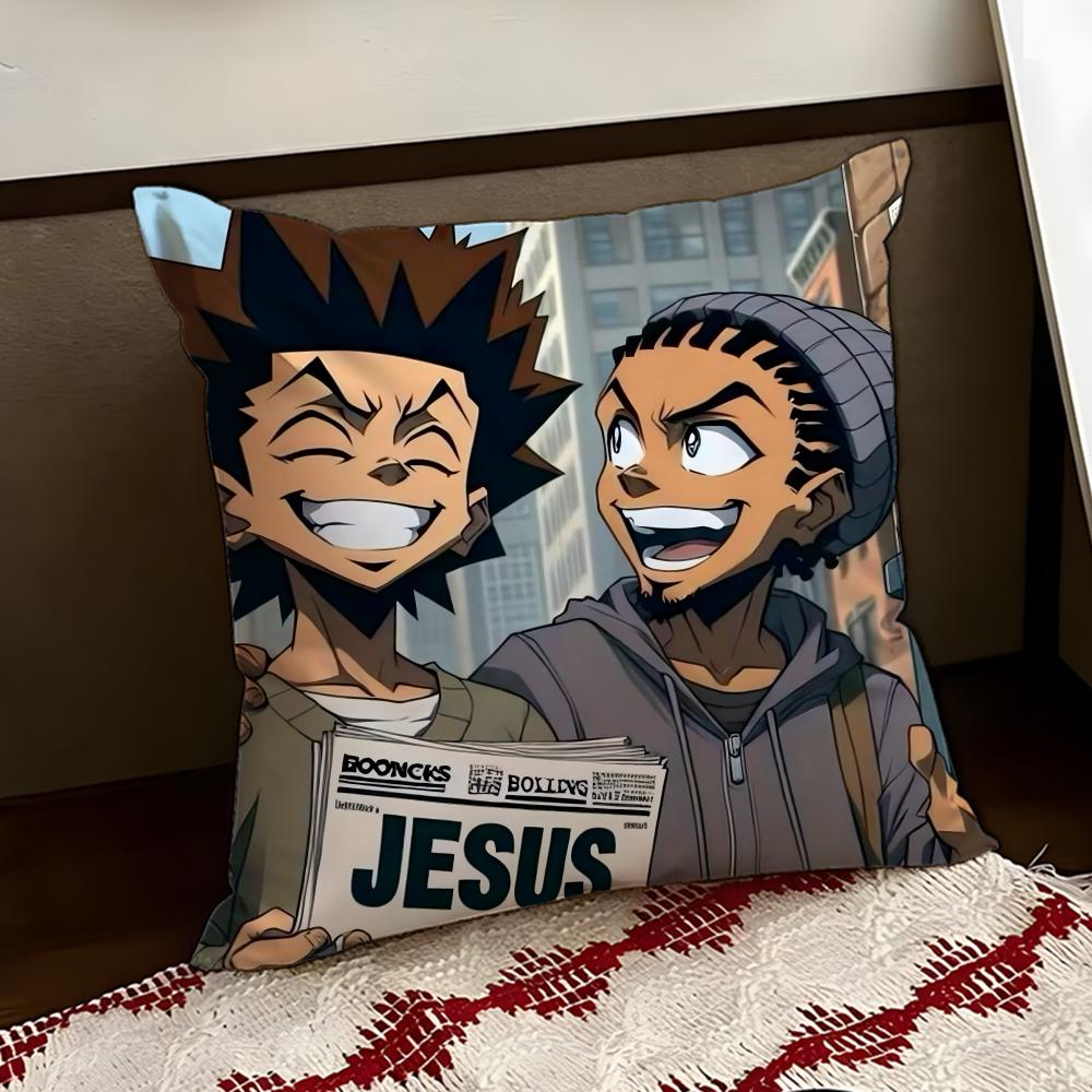 Cartoon ABoondocks Retro Cushion Cover Reversible Soft Durable Pillow Cover Home  Car MultiScene Use for Daily Comfort