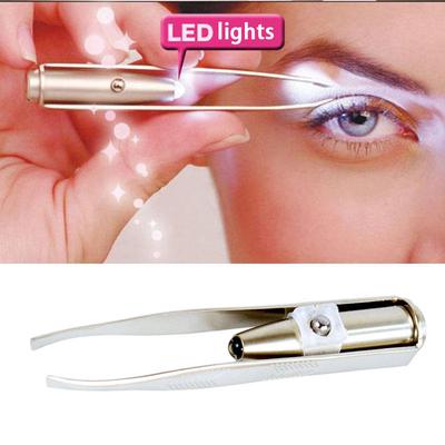 1pc Tragbare LED Pinzette Wimpern Augenbrauen Augen Haar Entferner Werkzeuge Edelstahl Augenbraue Pinzette Schönheit