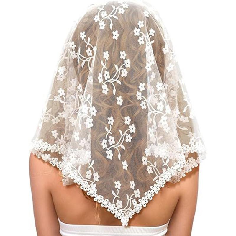Elegant Lace Triangular Scarf for Women and Girl Breathable Tulle Bandana Comfortable Headwear for Daily and Special Wear