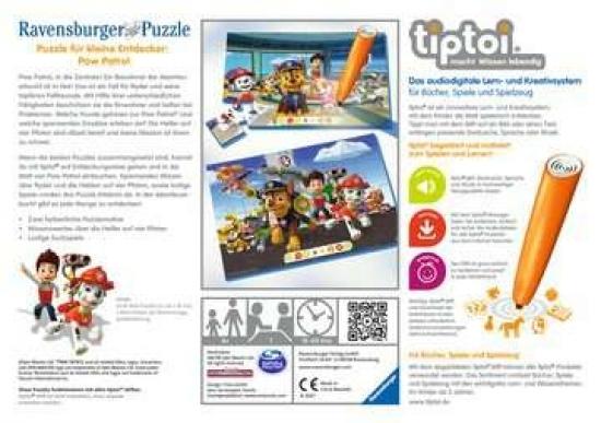 Ravensburger tiptoi jeu 00069 puzzle pour petits explorateurs : paw ...